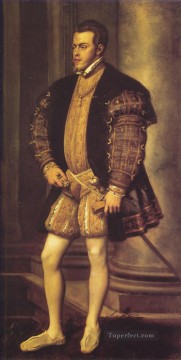 Tiziano Canvas - Portrait of Philip II Tiziano Titian